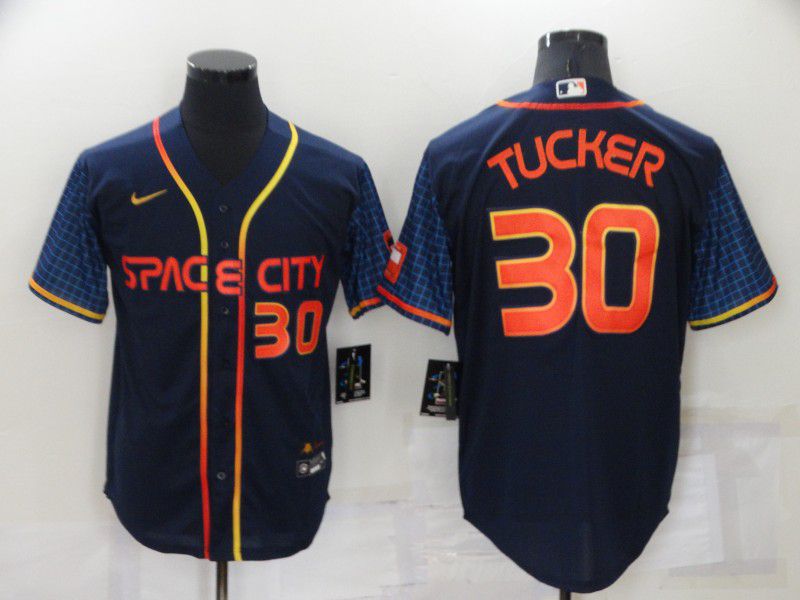 Men Houston Astros 30 Tucker Blue City Edition Game Nike 2022 MLB Jerseys